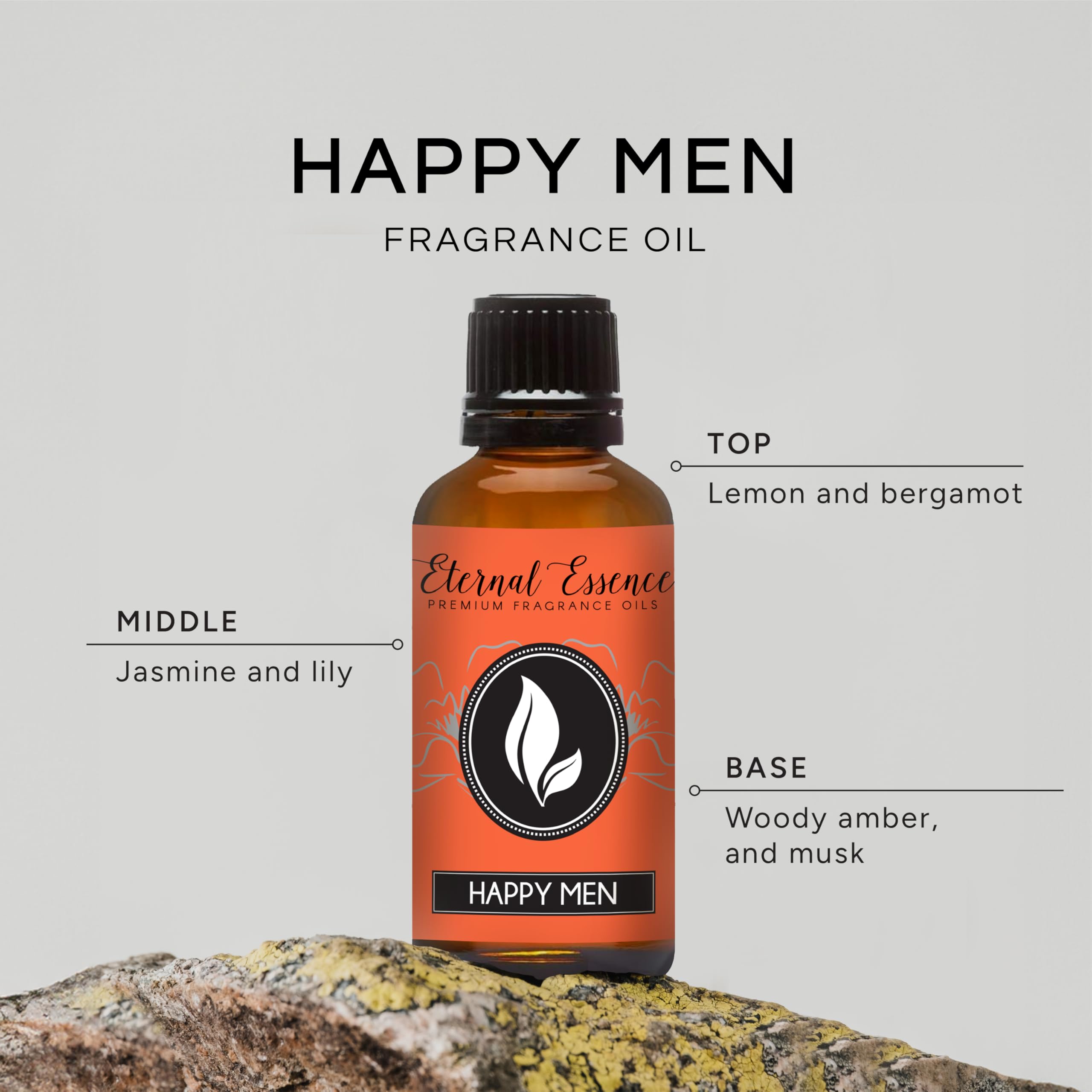 Eternal Essence Oils Happy Men cap and dropper for controlled dispensing in soaps.