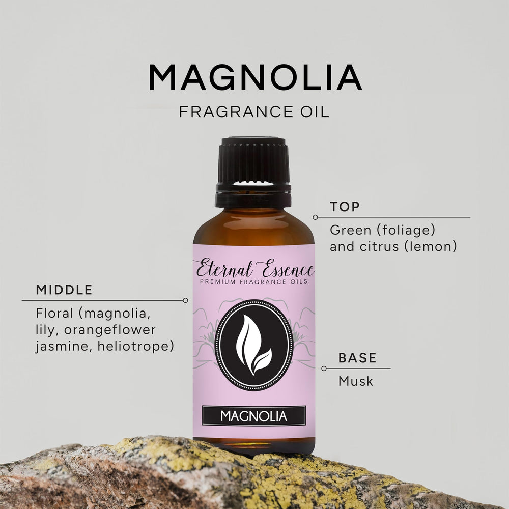 Eternal Essence Oils Magnolia amber glass bottle with cap and label for easy use