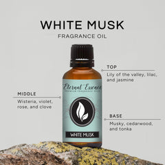 Eternal Essence Oils White Musk cap and dropper enable precise dispensing for DIY projects