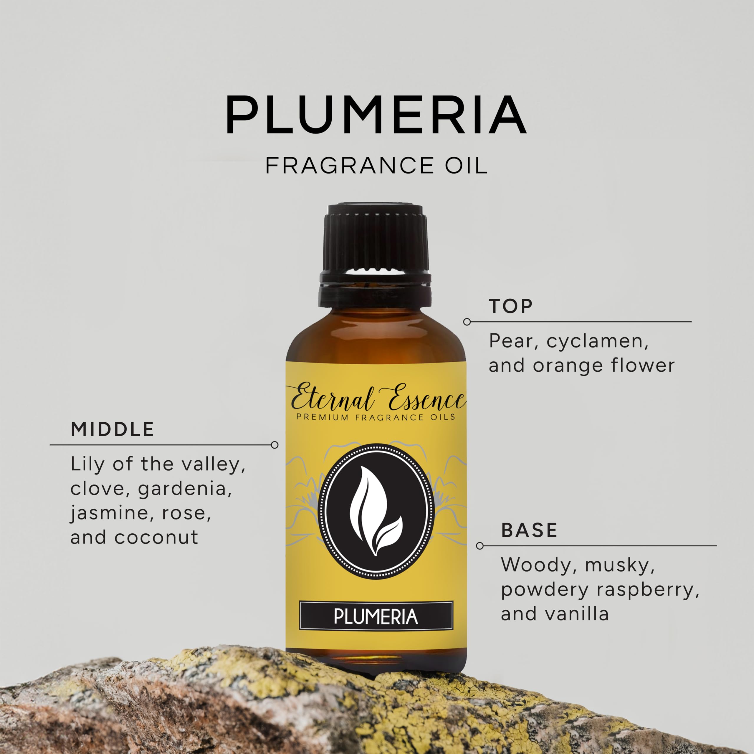Eternal Essence Oils Plumeria 30ml dropper insert enables controlled fragrance drops