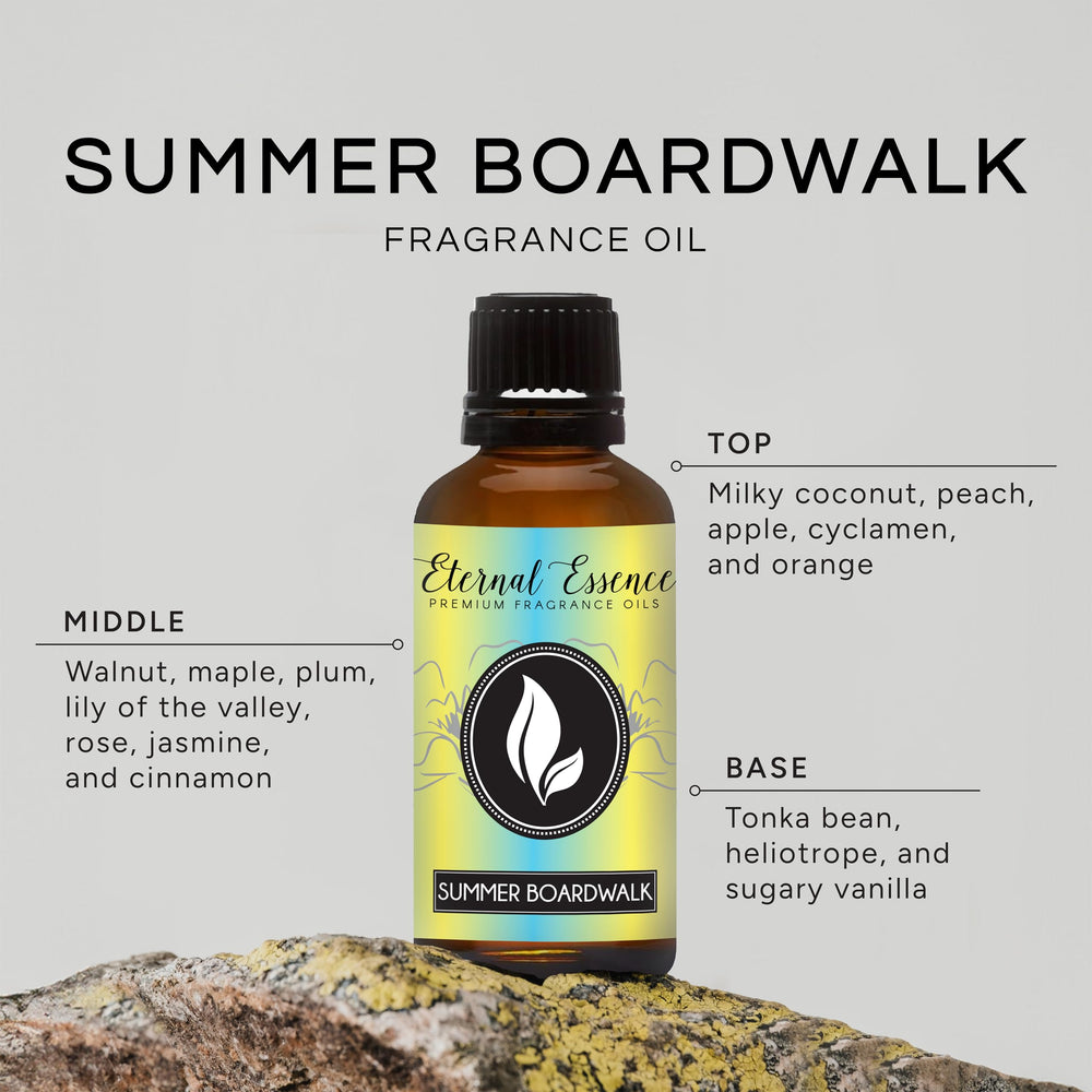 Eternal Essence Oils Summer Boardwalk cap and label, ensures precise dispensing for blends.