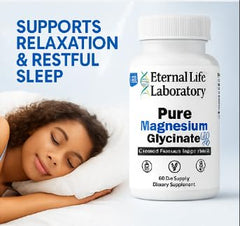 Pouring Eternal Life Laboratory magnesium glycinate capsules from the bottle.