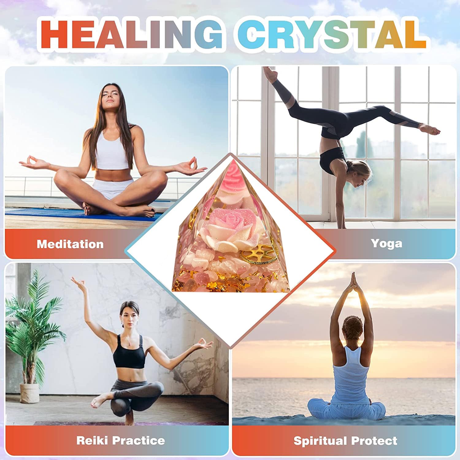 EternalOrgone Flower of Life pyramid energy scene suggesting positive energy and mindful ambiance.