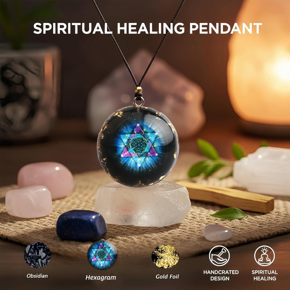 EternalOrgone gold foil obsidian pendant blends elegance and energy healing aesthetics