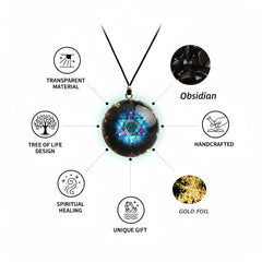 EternalOrgone pendant with peridot and tiger eye promotes calmness and balance