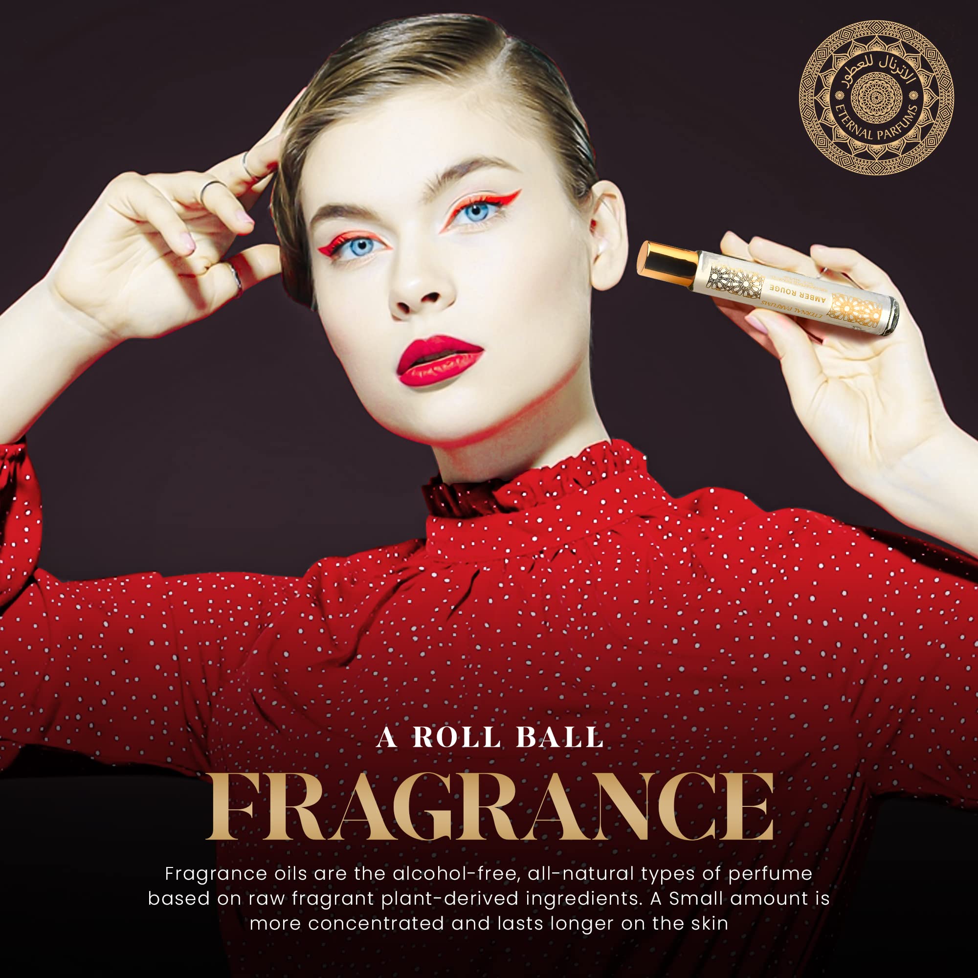 Eternal Parfums Amber floral notes close-up highlights scent profile.