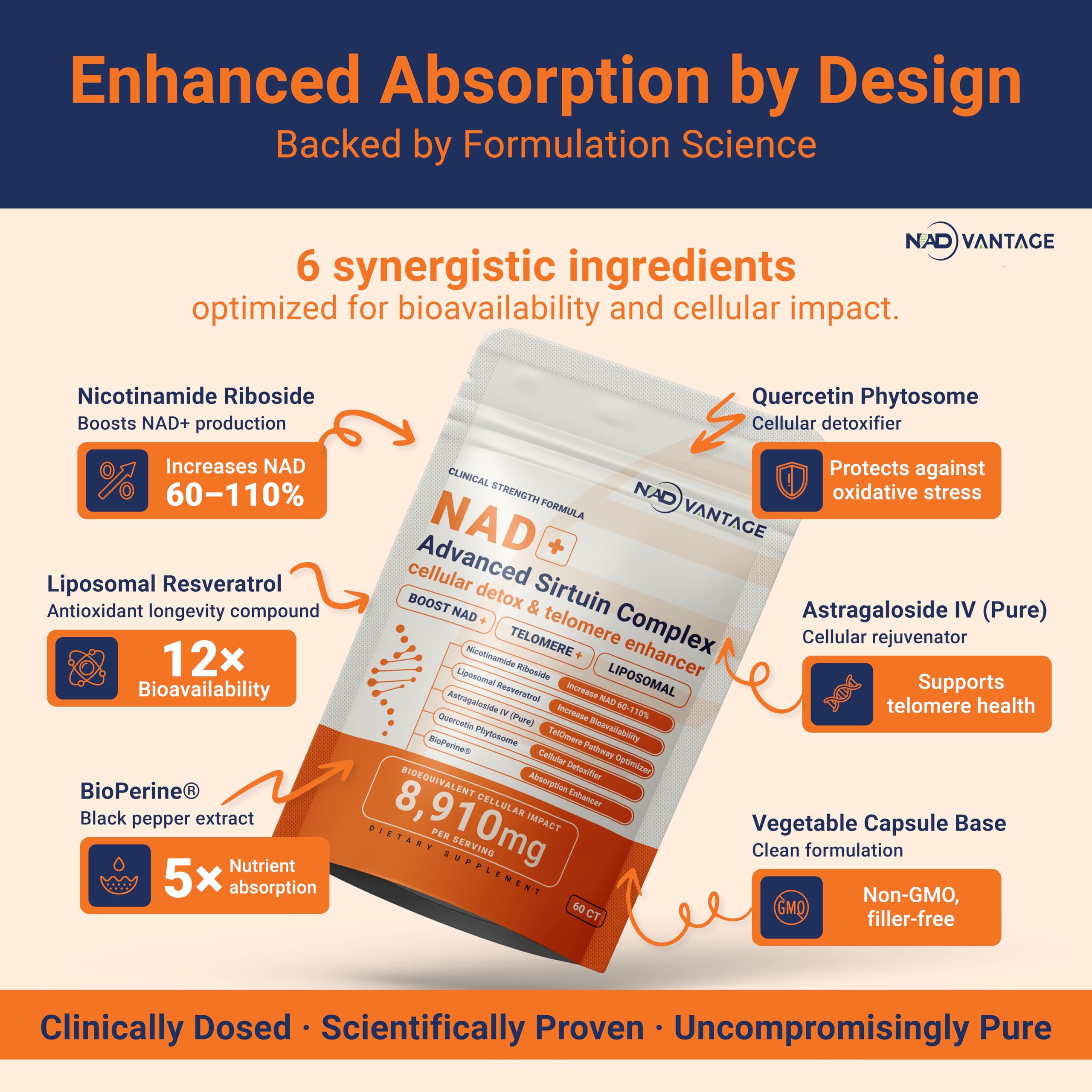 Eternaroot nicotinamide riboside capsules close-up highlighting NR content.