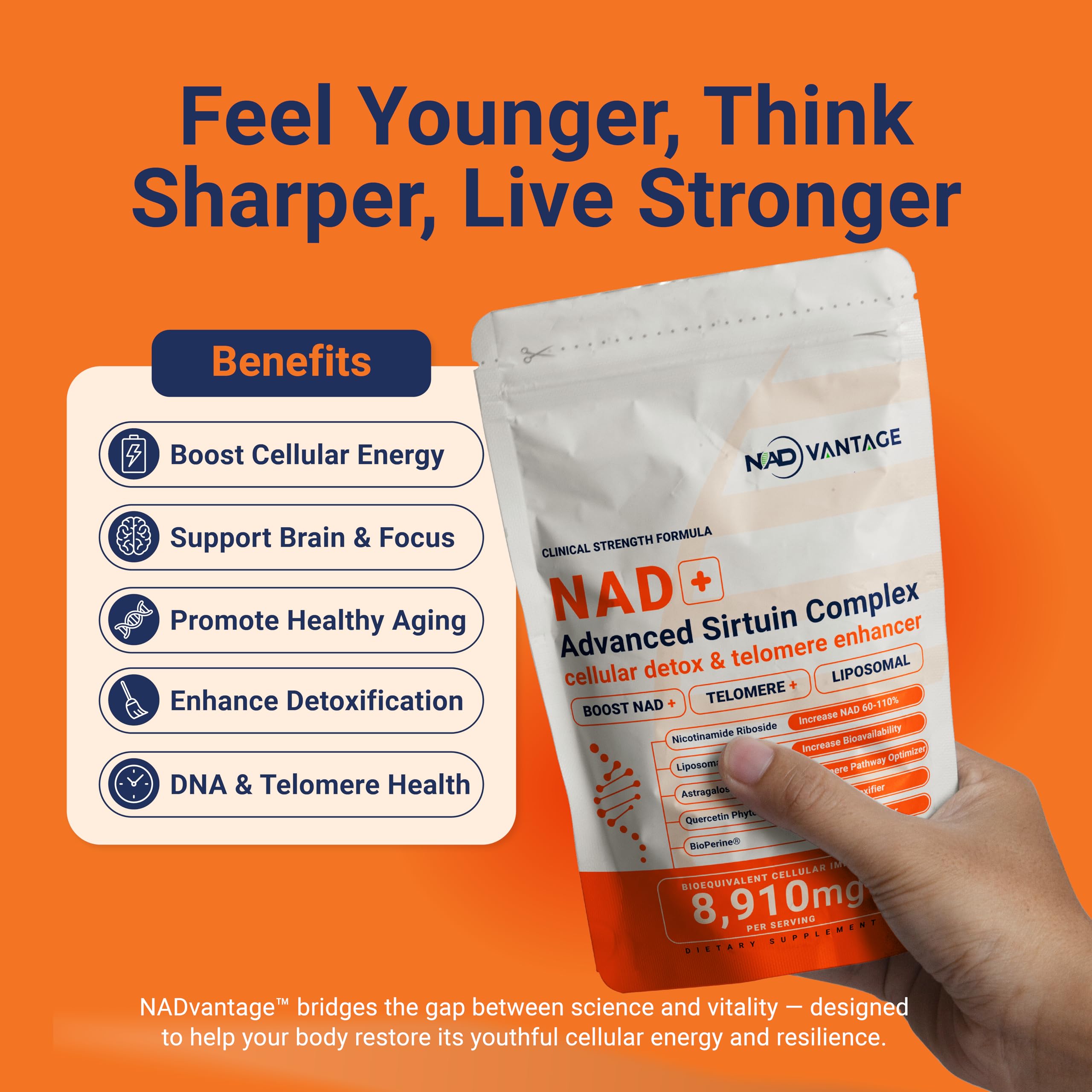 Eternaroot ingredients label shows NR and antioxidant components.