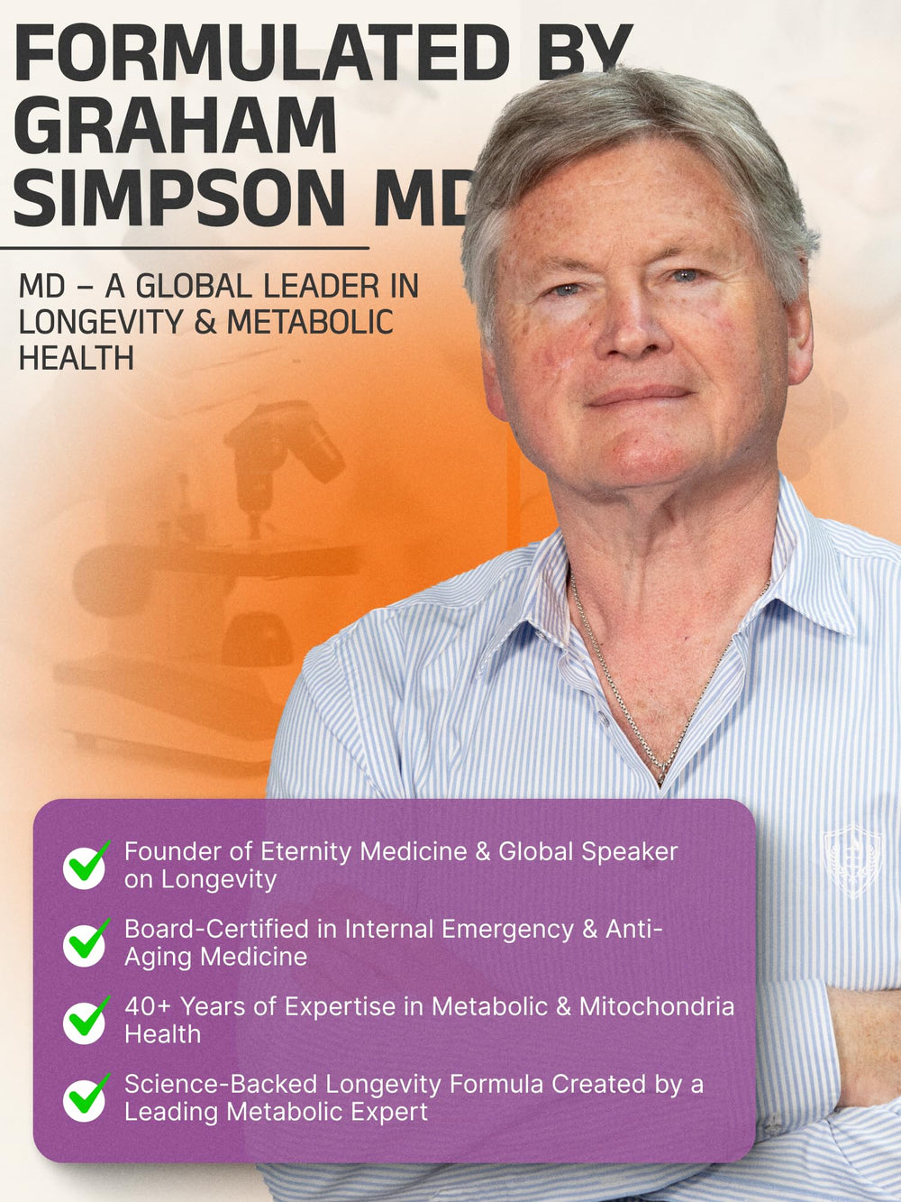 Eternity Medicine Rx supplement scene with bottle in lifestyle context for vitality.