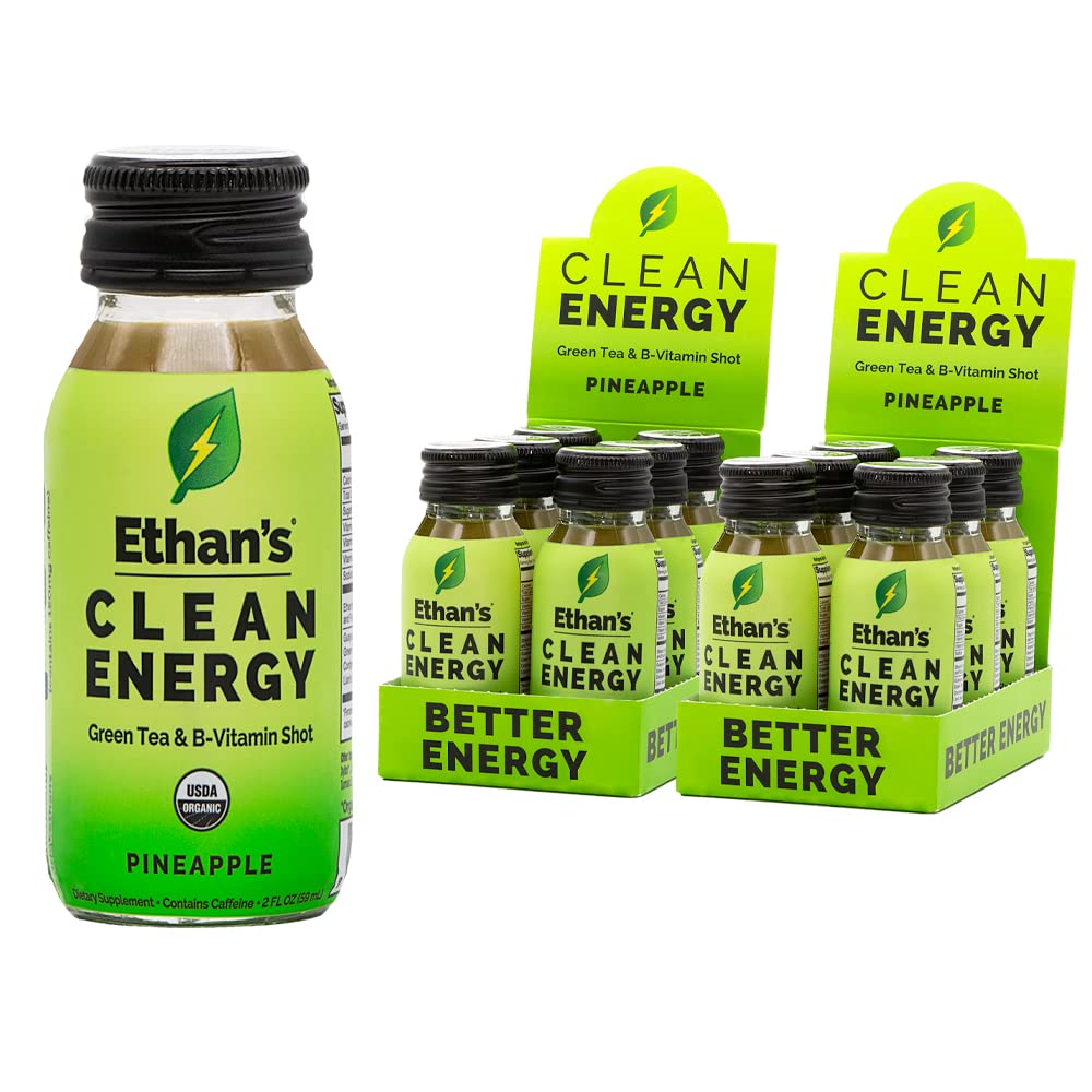 Ethan's Organic Pineapple Energy Shot bottle ready for on-the-go use.