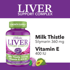 EThistle Liver Wellness bottle closeup highlighting 180 caplets