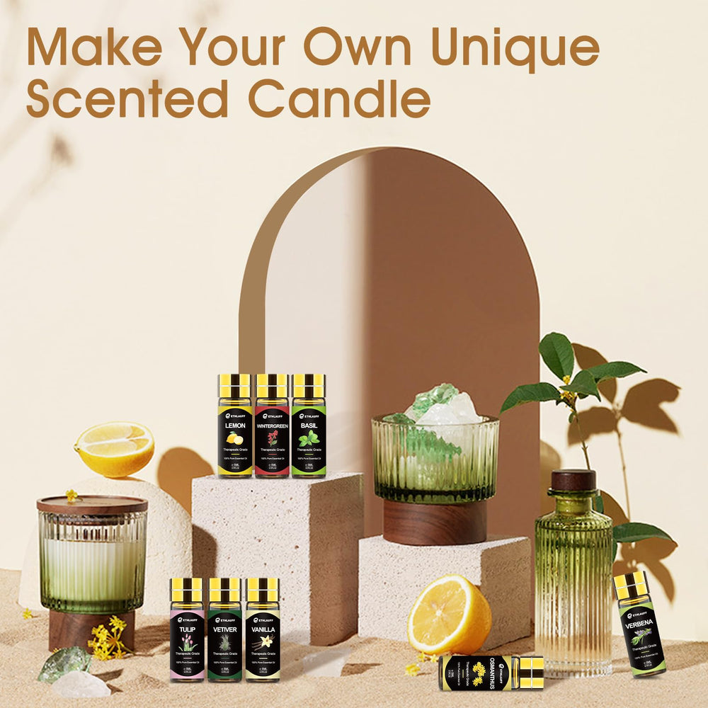 Ethlauff essential oil labels close-up showcase quality and purity