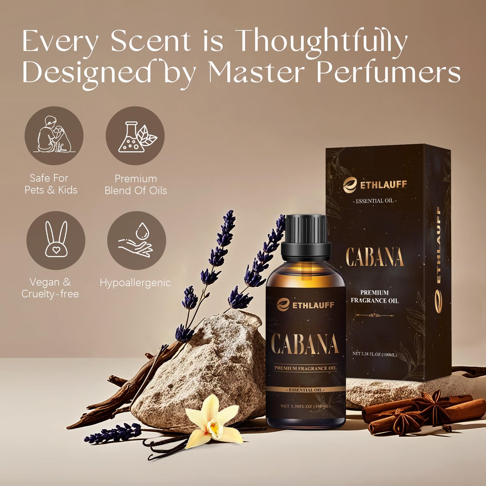 Ethlauff Cabana diffuser oil in-room diffuser setup with hotel-inspired fragrance.