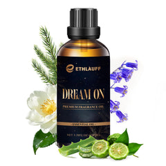 Ethlauff Dream On diffuser oil bottle enhances refined ambience in a living space.