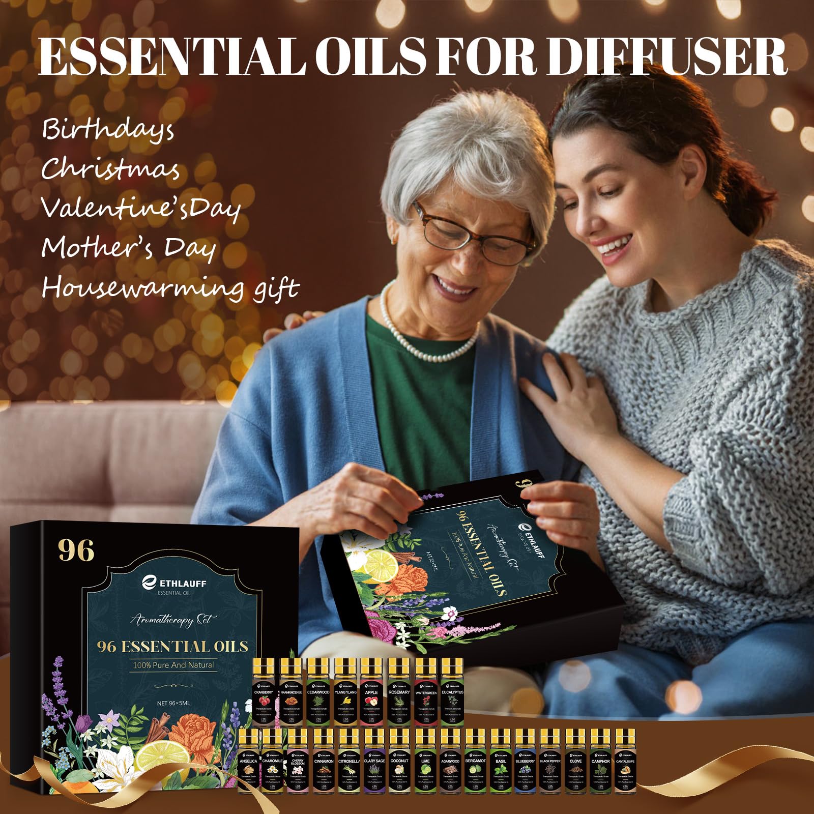Ethlauff Essential Oil Set beside diffuser showing versatile fragrance ideas