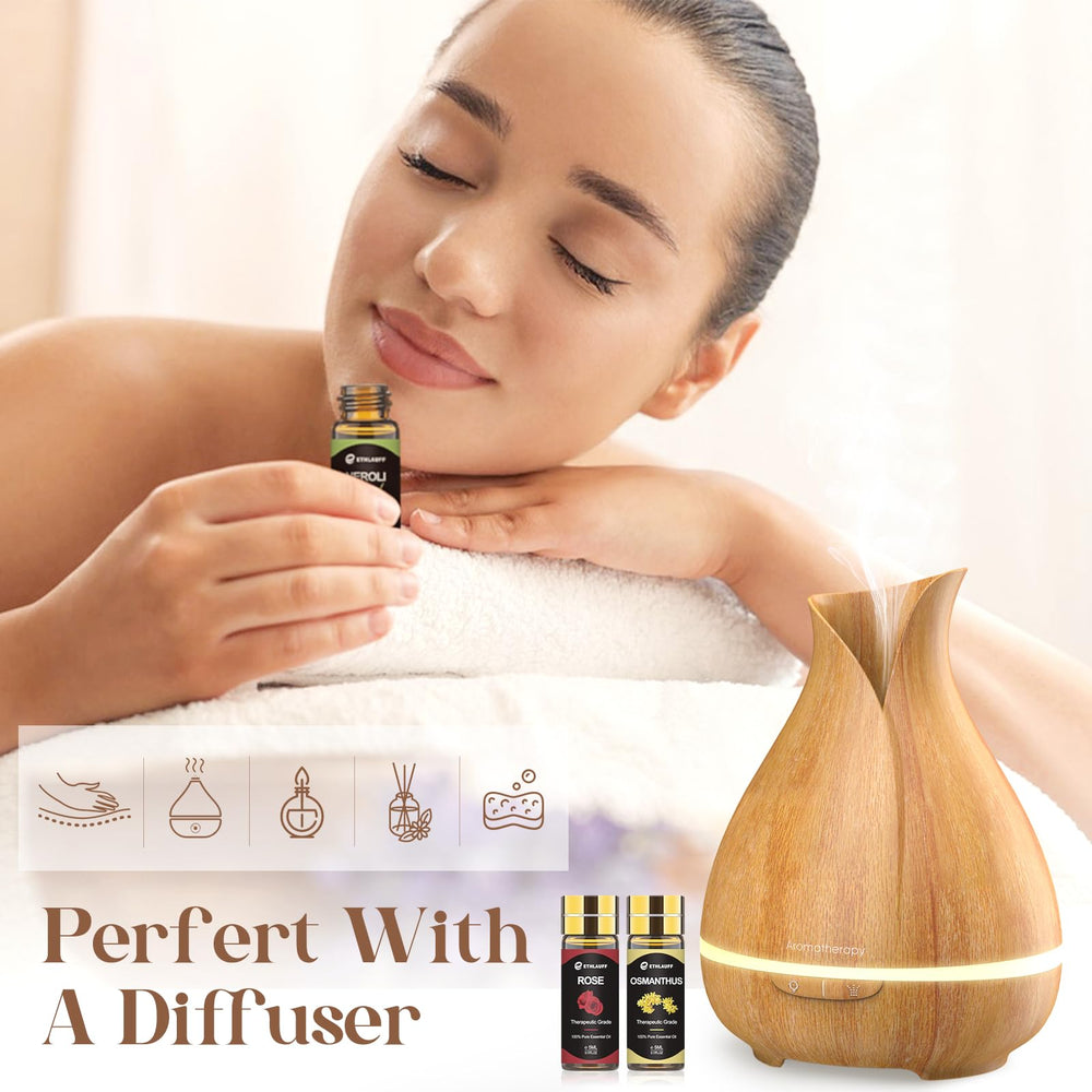 Ethlauff sweet orange bottle delivers vibrant, uplifting diffuser notes and skincare recipes.