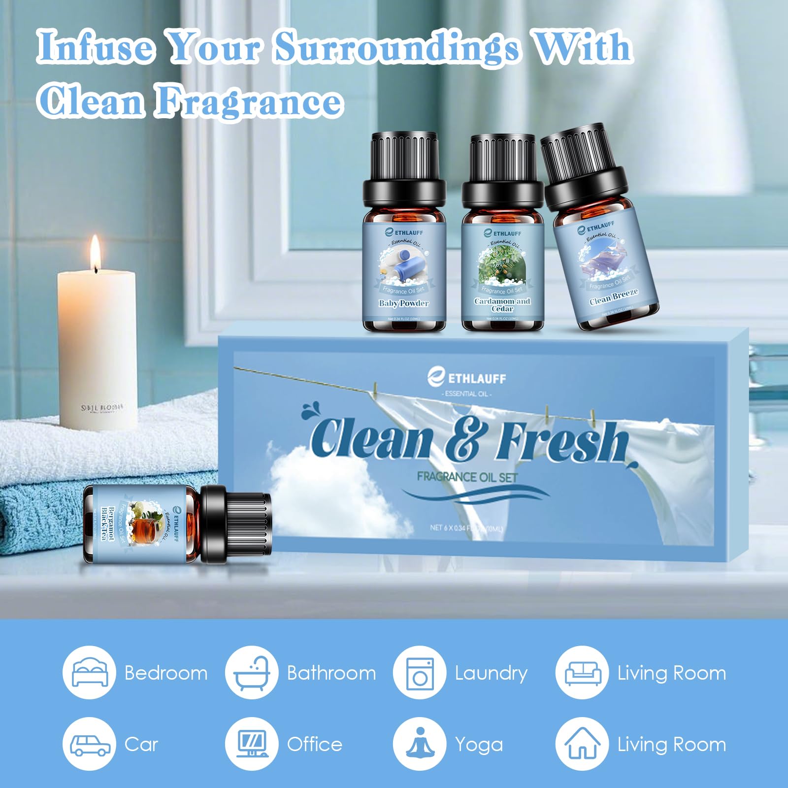 Ethlauff Eucalyptus Cotton bottle refreshing home fragrance in diffusers