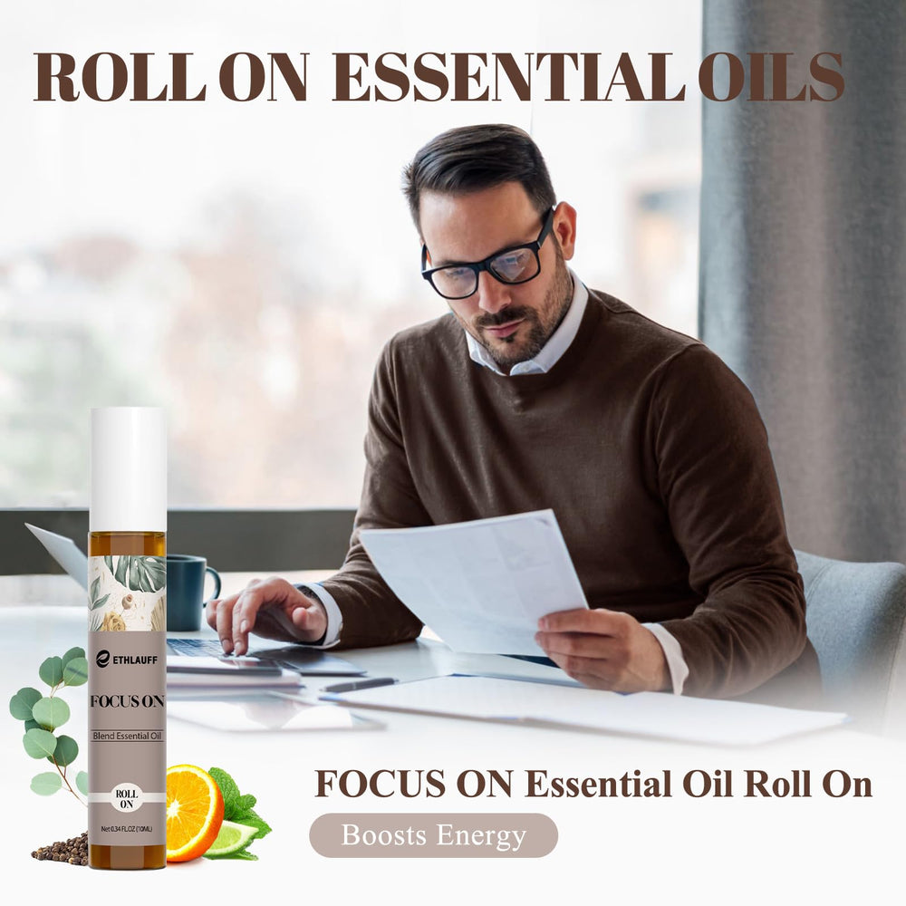 Ethlauff Focus Roll-On application on wrist for quick focus