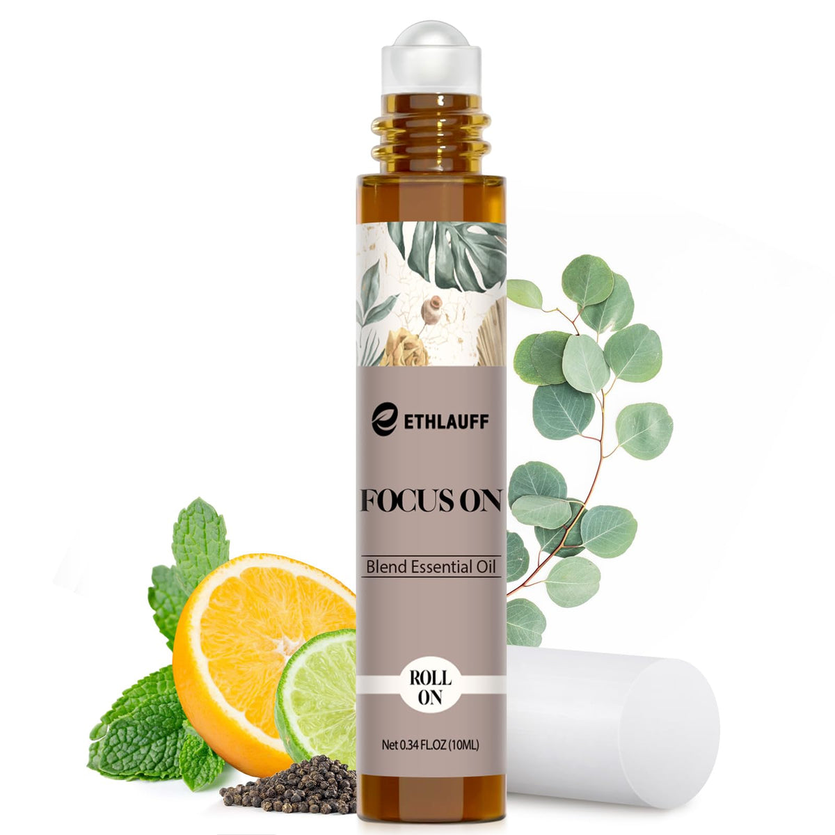 Ethlauff Focus Roll-On bottle close-up for on-the-go concentration