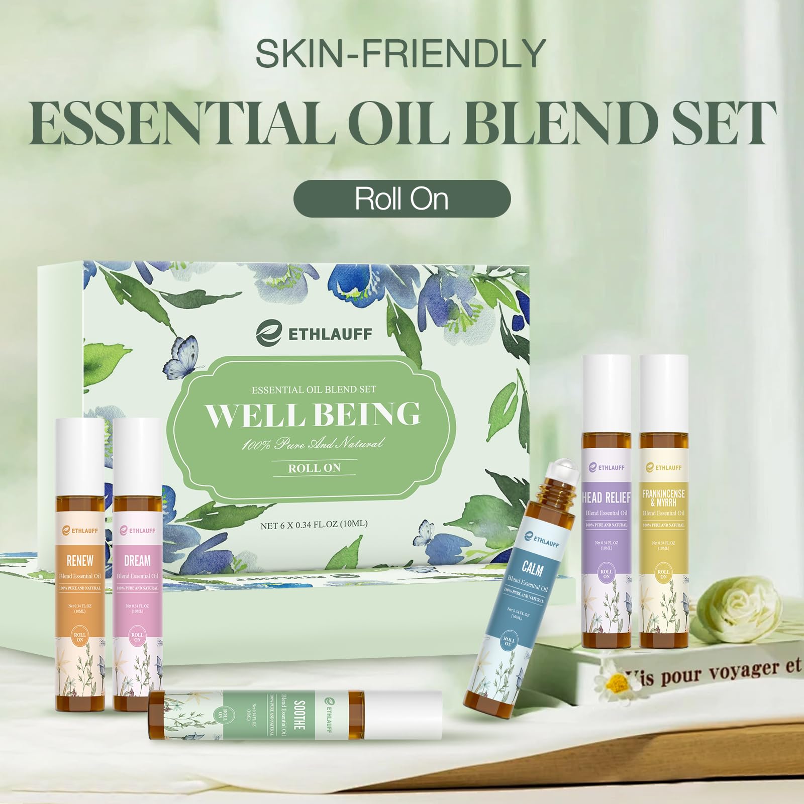 Ethlauff Frankincense & Myrrh Roll-On with grounding aroma.