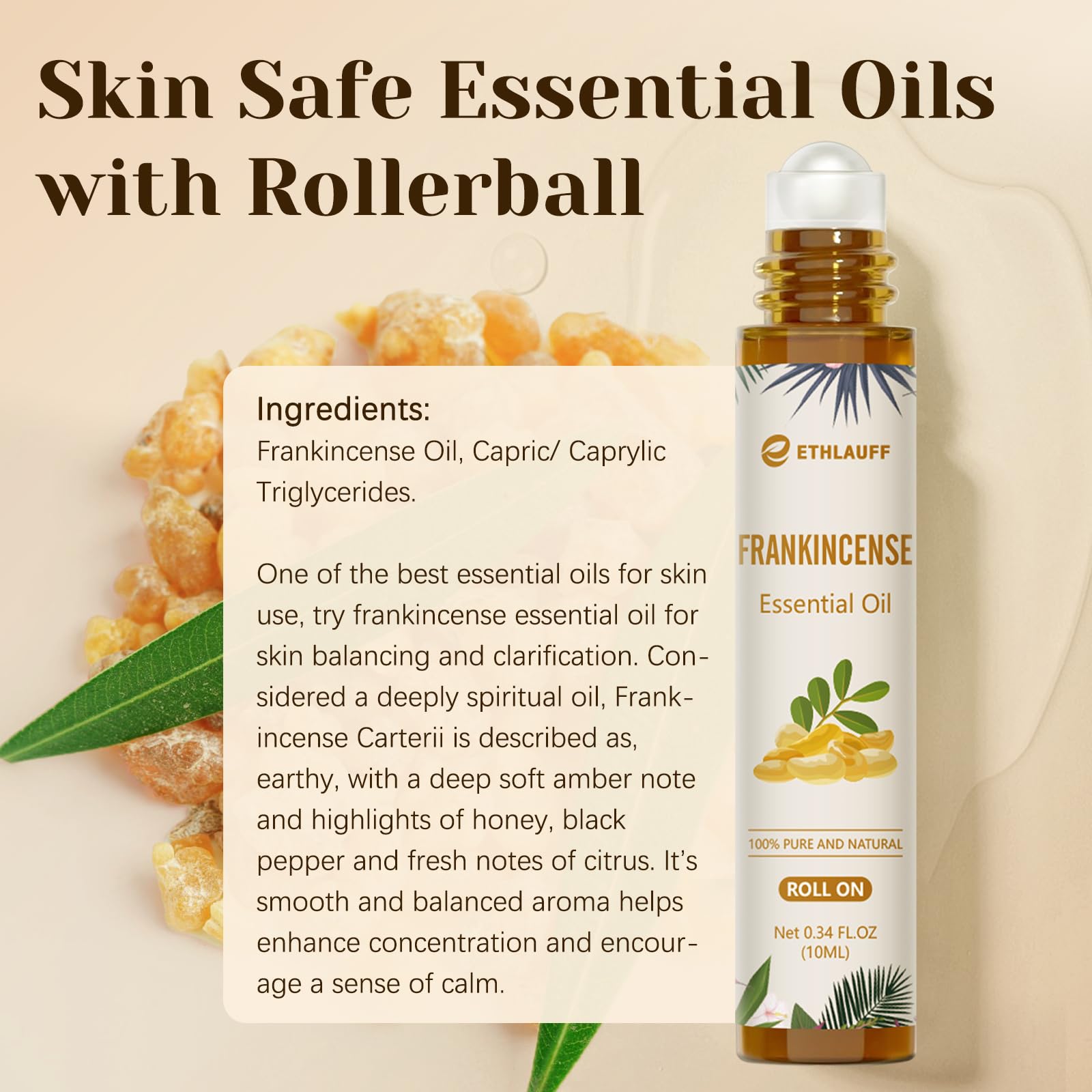 Ethlauff Frankincense roll-on external-use-only pre-diluted formula.