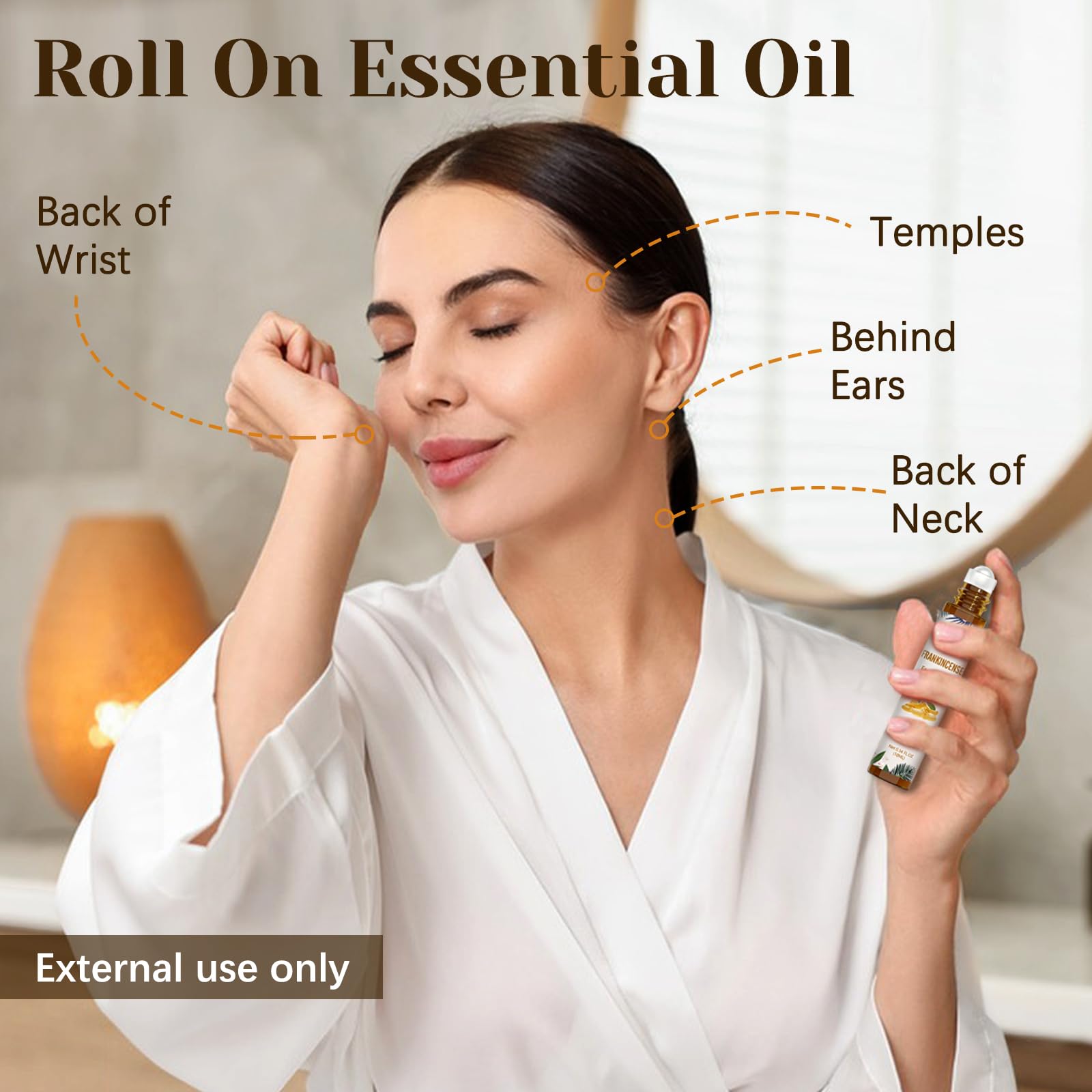 Ethlauff Frankincense roll-on glide ensures precise application on pulse points.