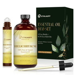 Ethlauff Helichrysum 4oz bottle for daily aromatherapy and relaxation.