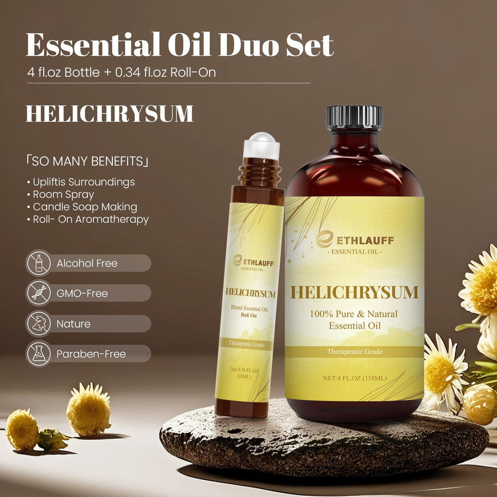 Ethlauff Helichrysum roll-on 0.34oz enables quick, targeted relief and aroma.