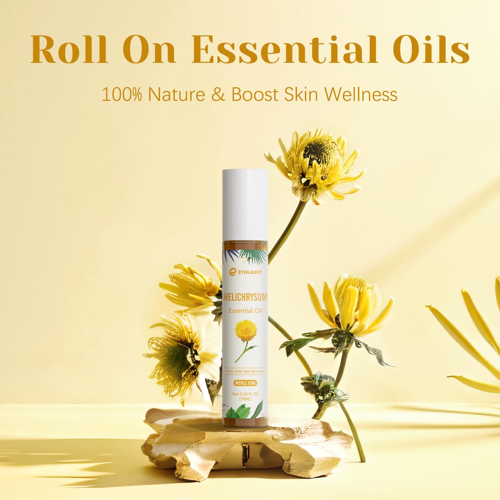 Ethlauff Helichrysum roll-on packaging emphasizes gift-ready presentation.