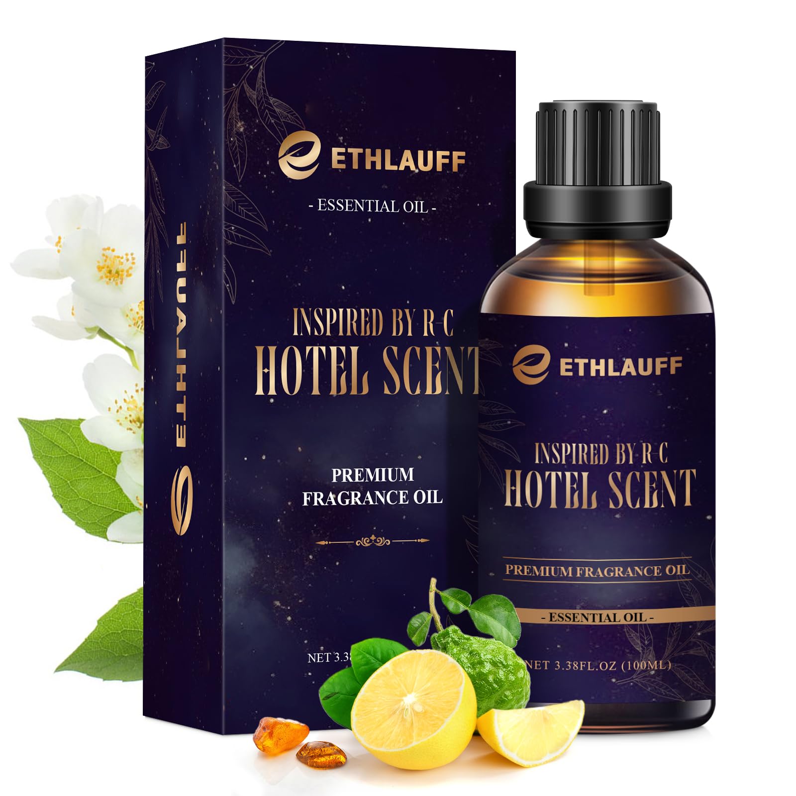 Ethlauff HotelDiffuser Oil bottle close-up for refined home fragrance