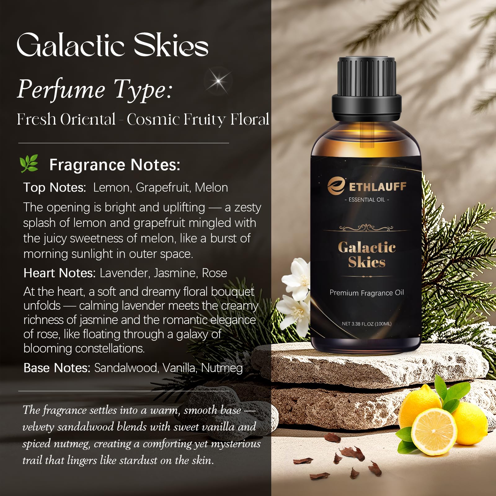 Ethlauff Men's Cologne fragrance oil label closeup for premium candles and soaps.