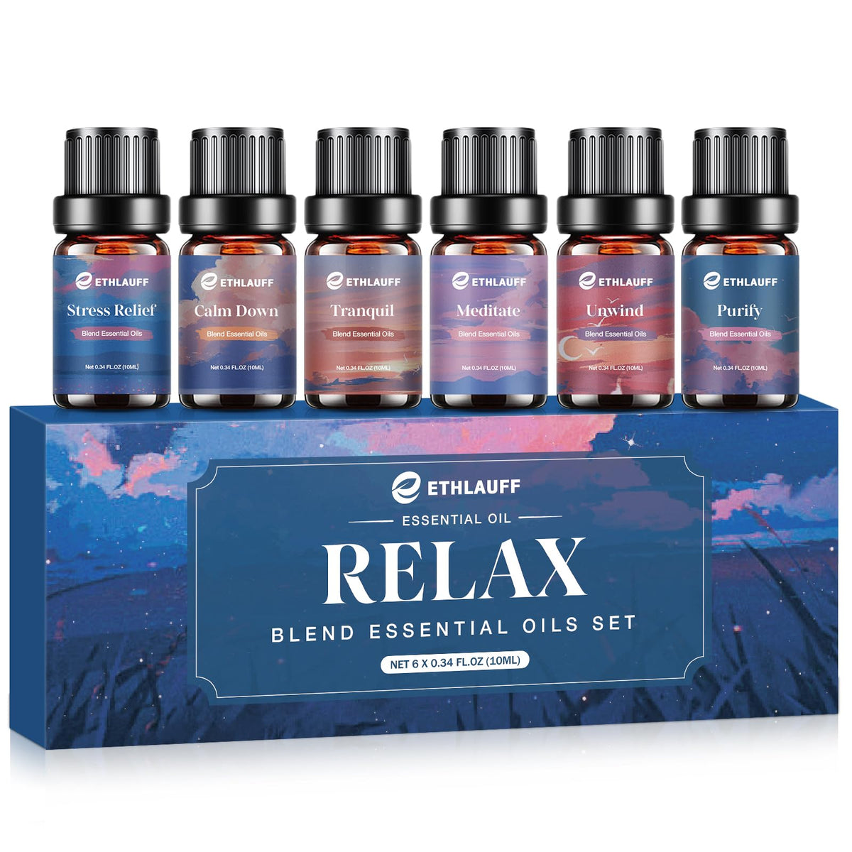 Ethlauff Relax Diffuser Oil stress-relief bottle pour for calming spaces.