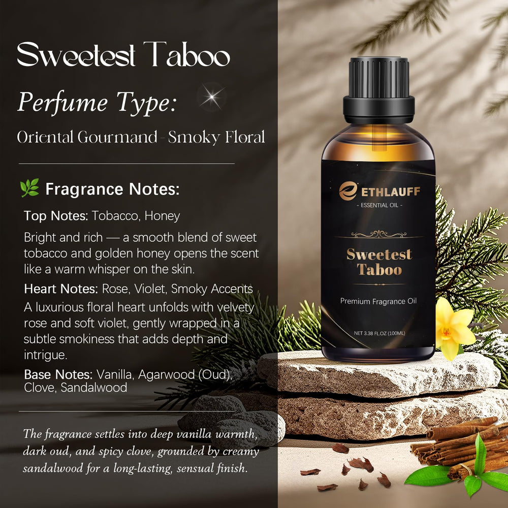 Ethlauff Sweetest Taboo fragrance oil for candle making, delivering depth and warmth.