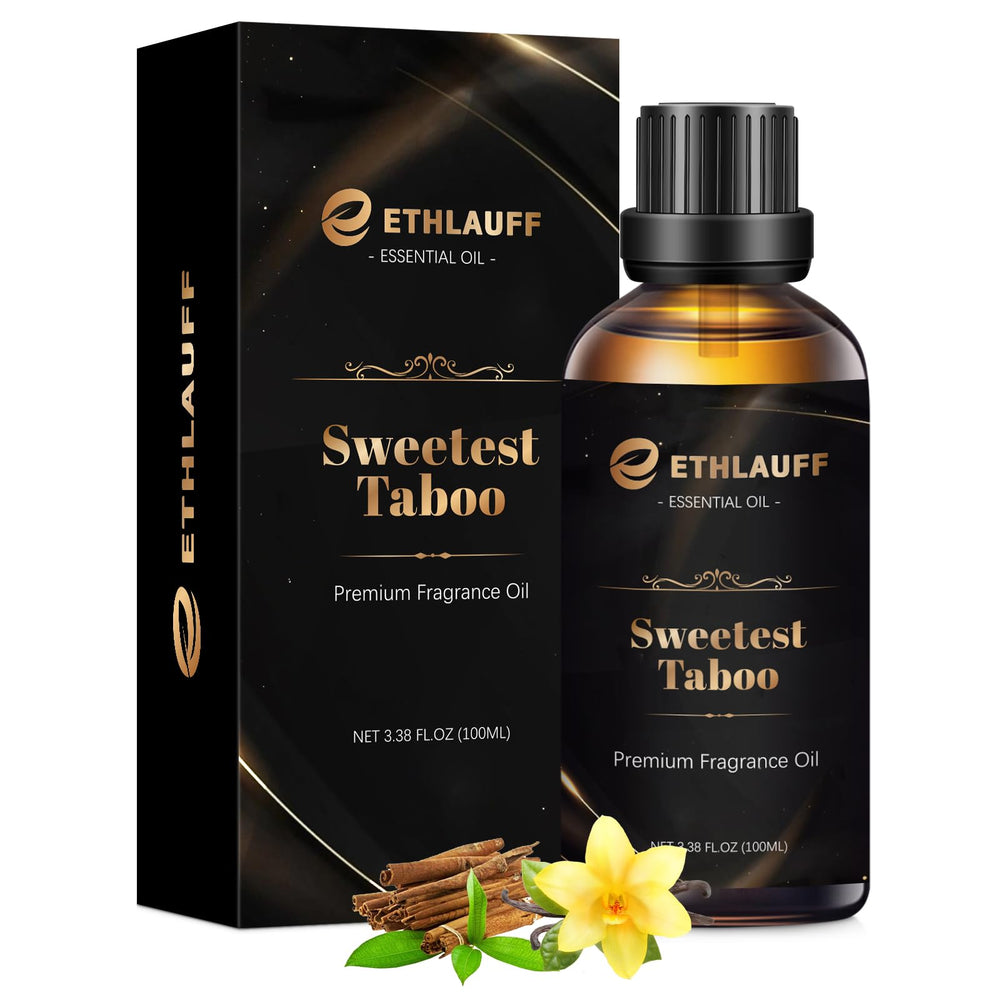Ethlauff Sweetest Taboo fragrance oil bottle for candles and soaps, offering a bold, masculine aroma.