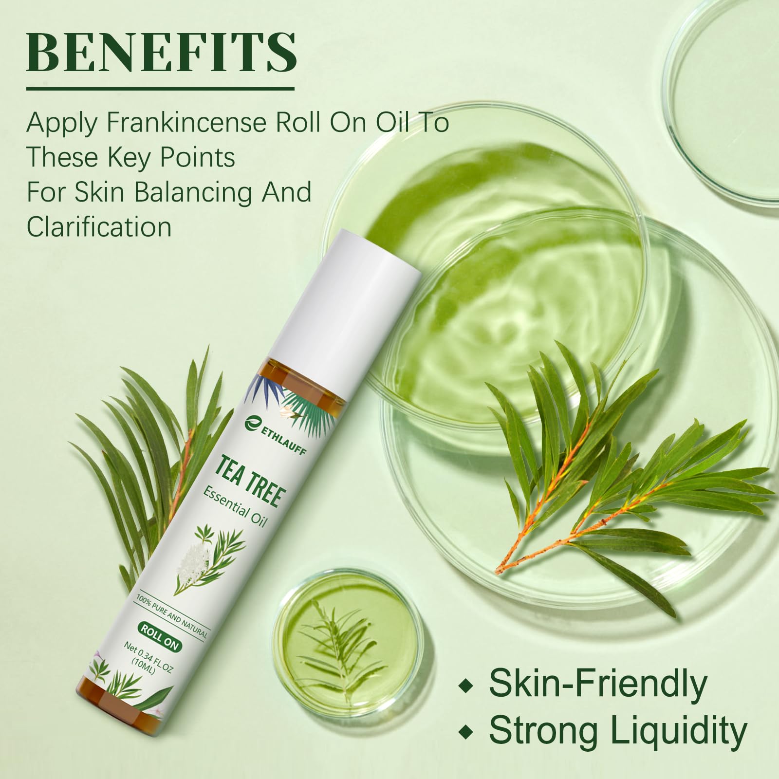 Ethlauff Tea Tree Roll-On scalp refresh for invigorating sensations.