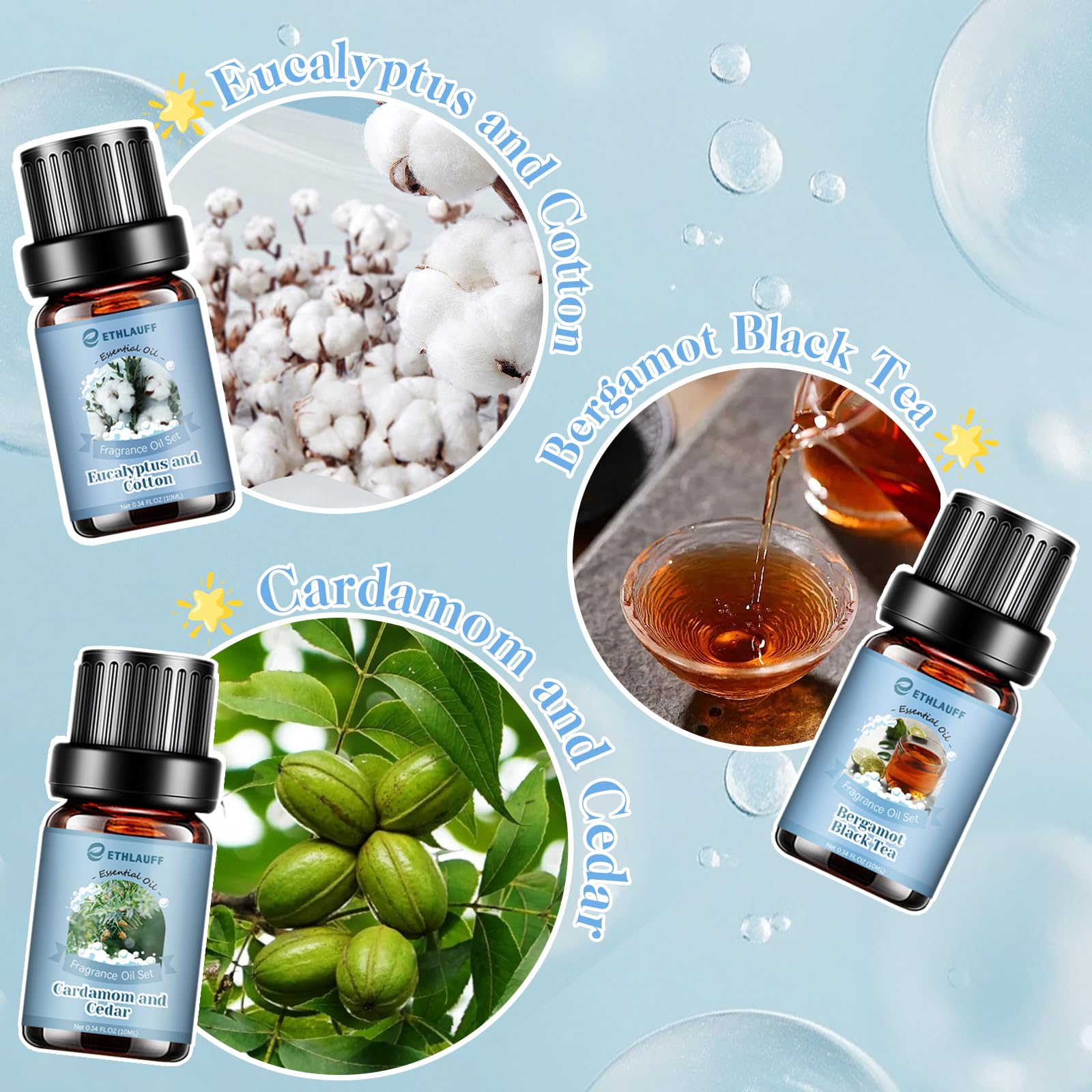 Ethlauff Wool dryer balls paired with oils for lasting fragrance
