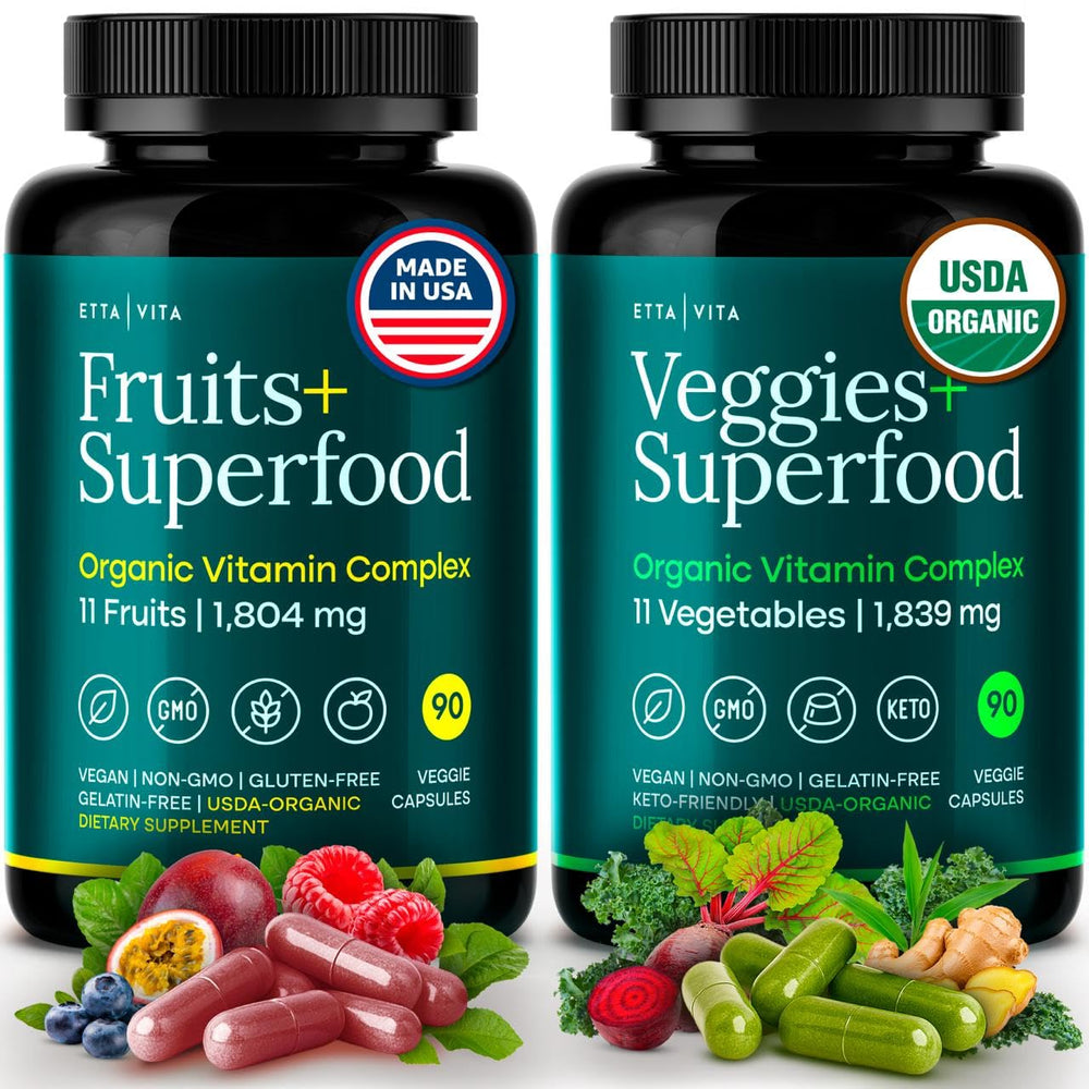 Etta Vita bottle and label highlight USDA Organic quality for clean nutrition.