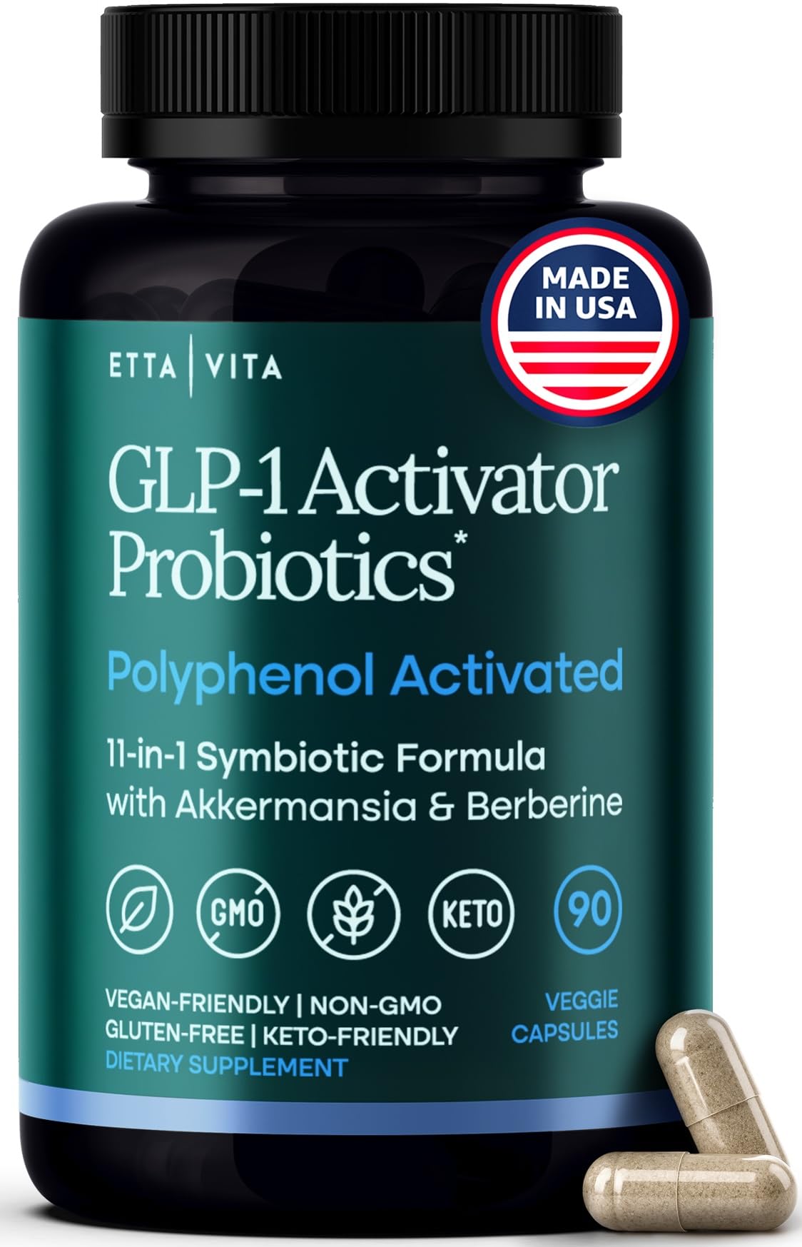 Etta Vita GLP-1 supplement bottle shown for ongoing appetite control support.
