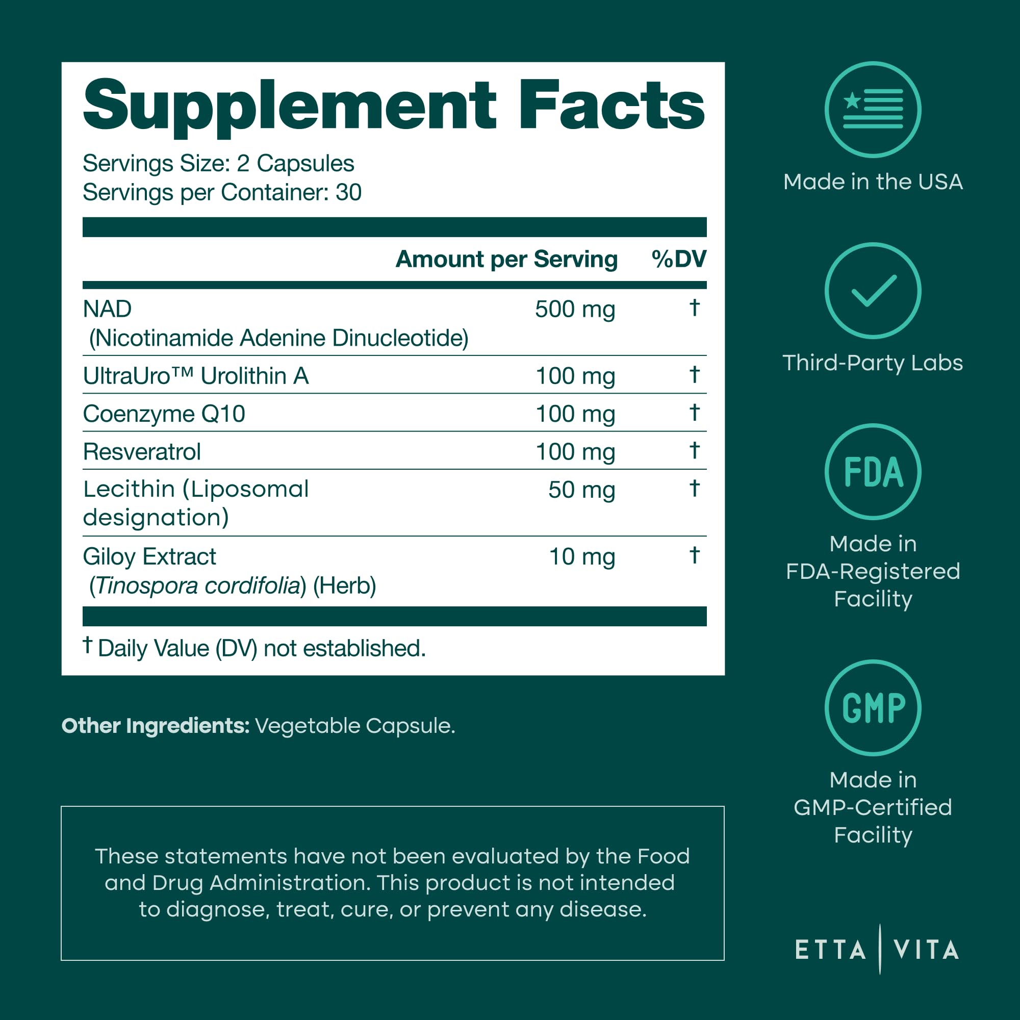 Graphic illustrating liposome technology used in Etta Vita NAD+