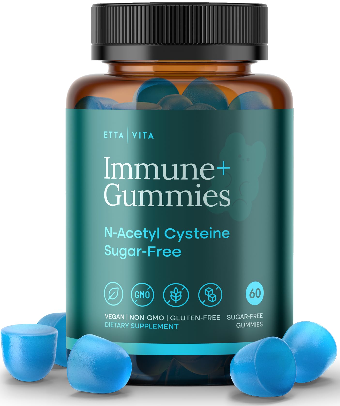 Etta Vita NAC gummies front view showing sugar-free formula for daily immune support