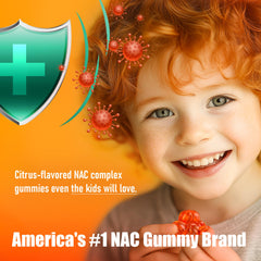 Vitamin C and Zinc enriched NAC gummies with antioxidant support.