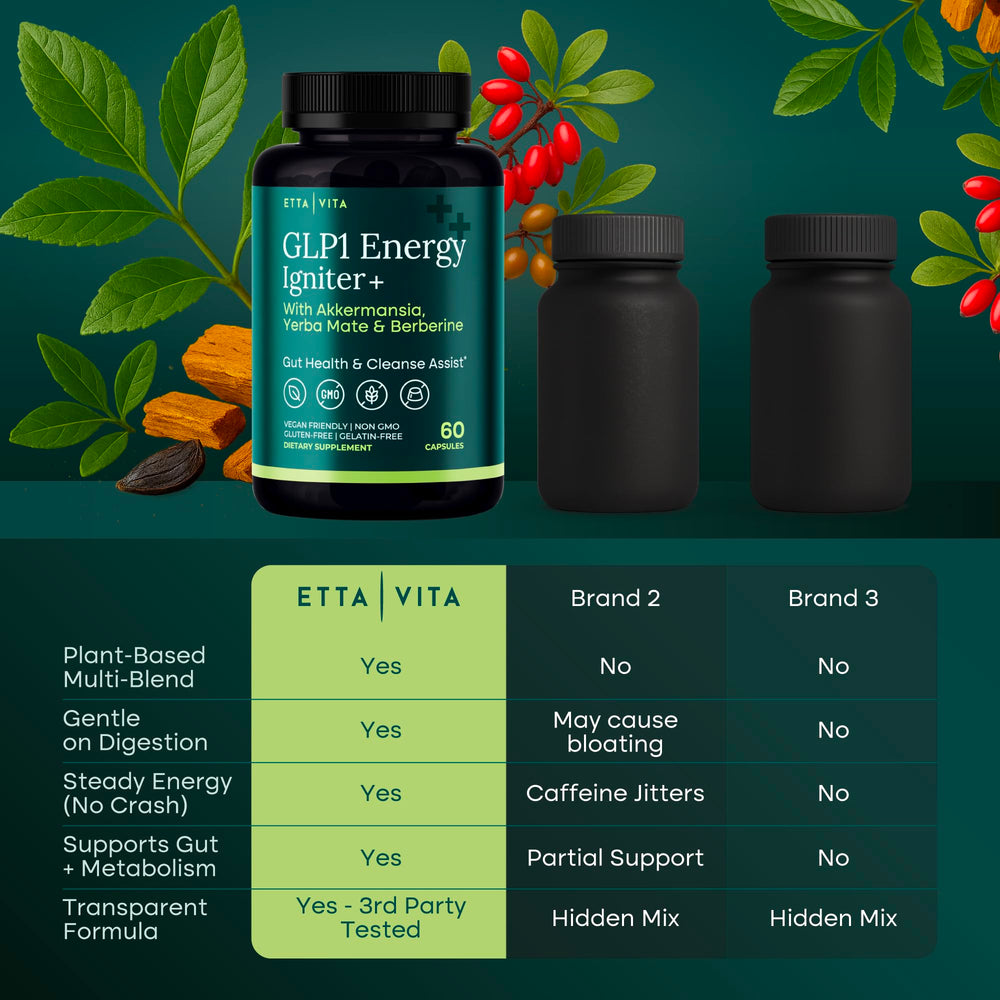 Etta Vita Packaging label confirms vegan, non-GMO transparency.