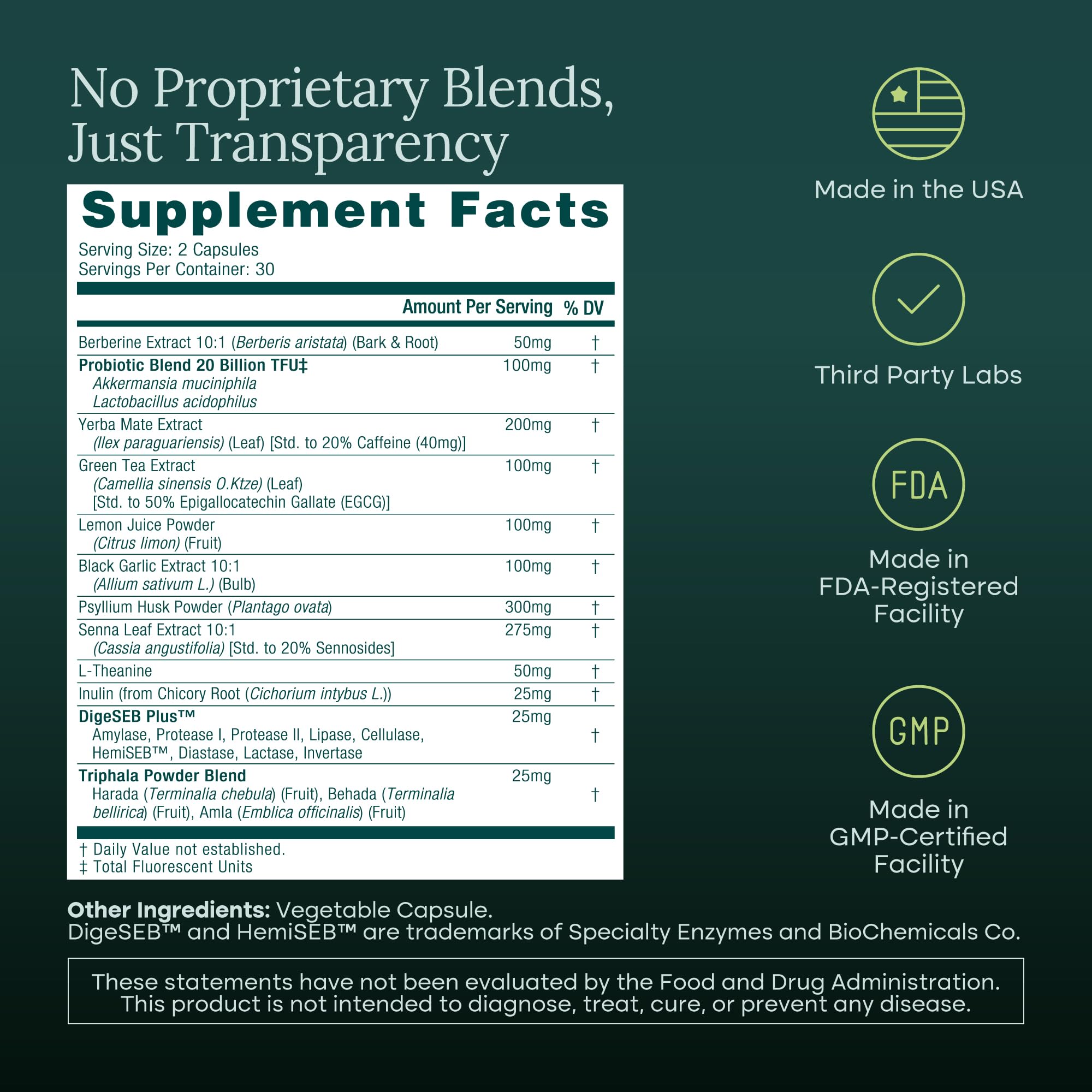 Etta Vita Triphala blend bottle supports gentle detox and regularity.
