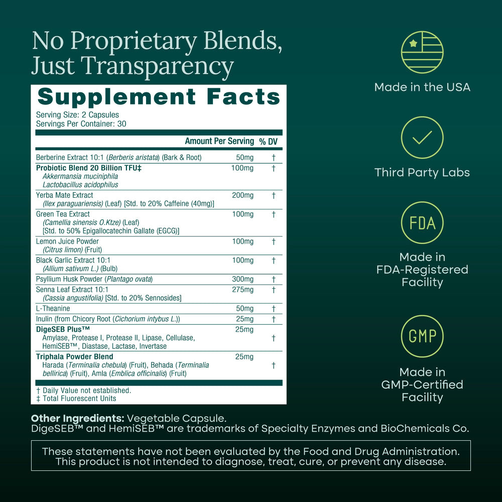 Etta Vita Triphala blend bottle supports gentle detox and regularity.