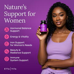 Etta Vita Primal Herbal Blend capsules indicate energy support and hormone balance potential