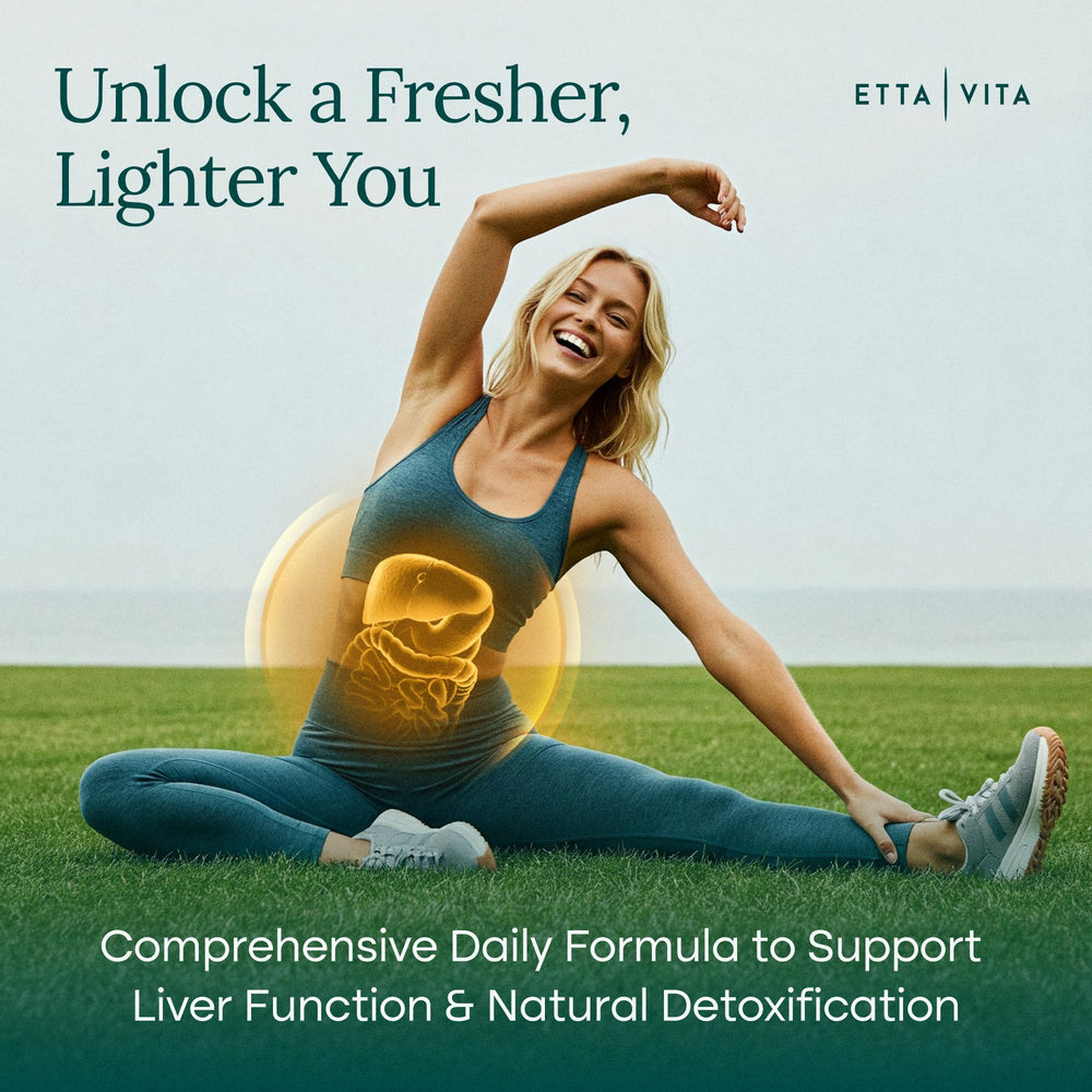 Etta Vita Chlorella Spirulina powder tub emphasizing nutrient-dense detox and gut balance.