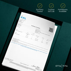 Etta Vita made-in-USA GMP facility badge close-up signals trusted quality.