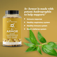 Eu Natural A+ Armor Andrographis ingredients diagram highlights purity and potency