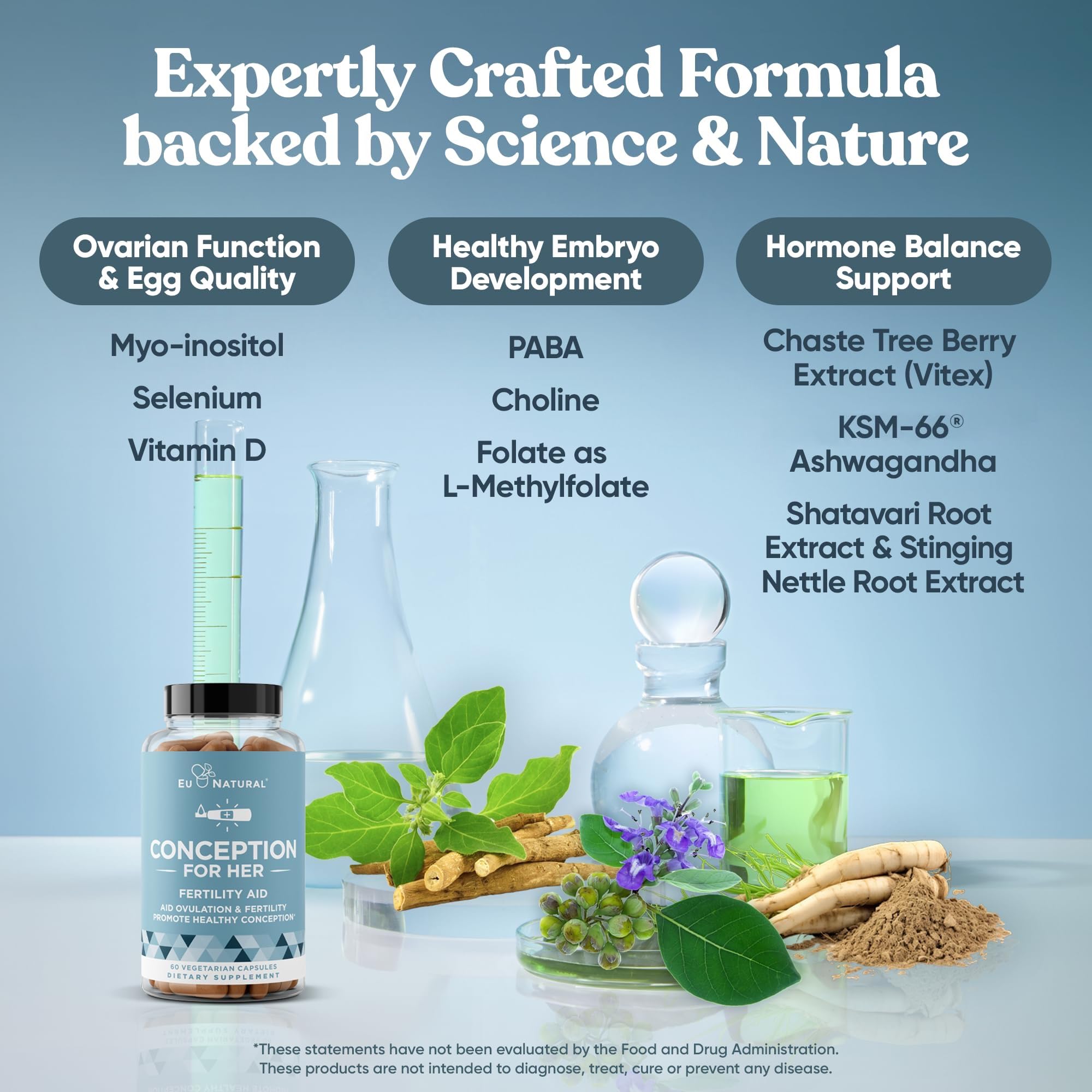 Eu Natural Conception for Her Vitex Berry image emphasizes botanical support for balance