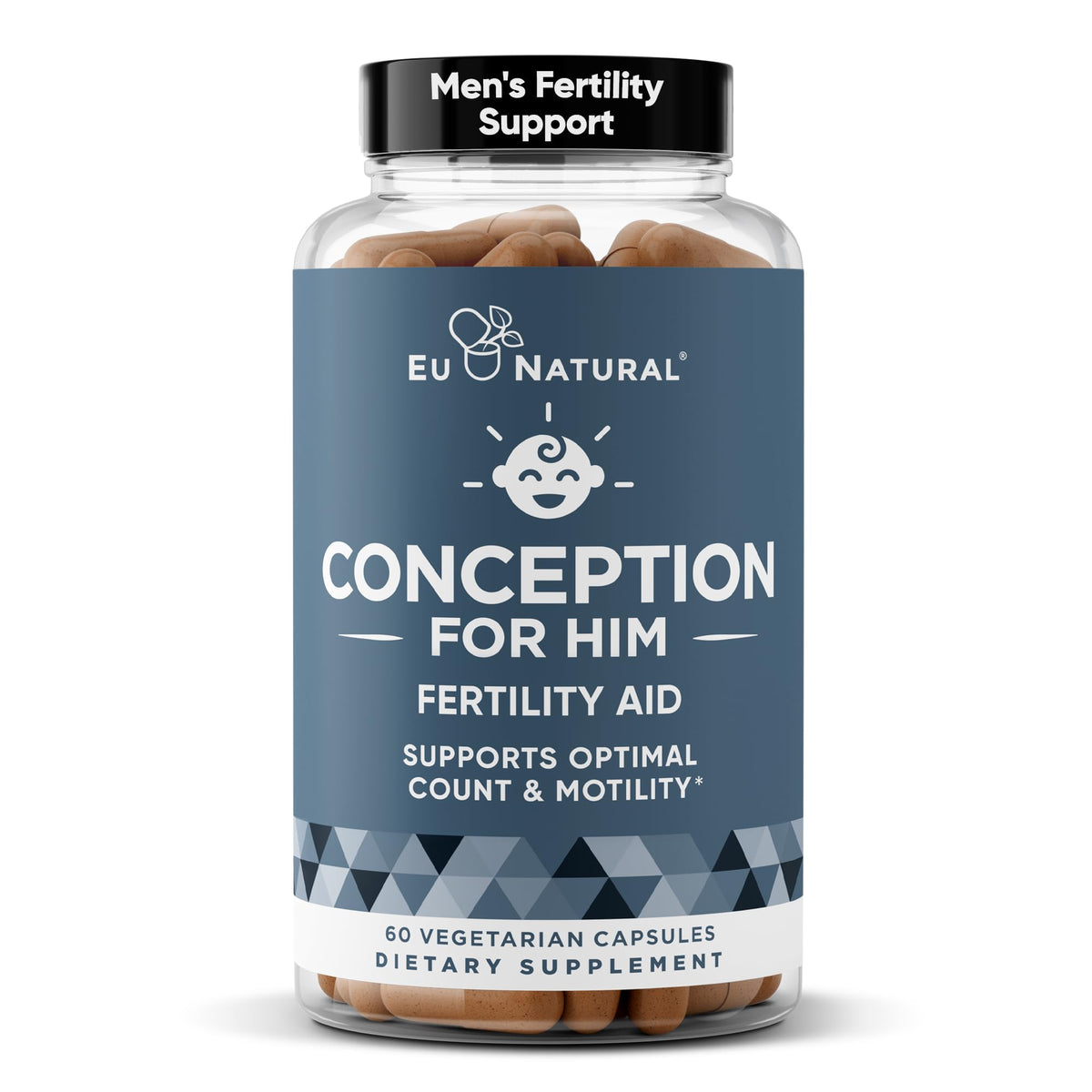 Eu Natural Conception for Him bottle front, a daily fertility supplement for men.